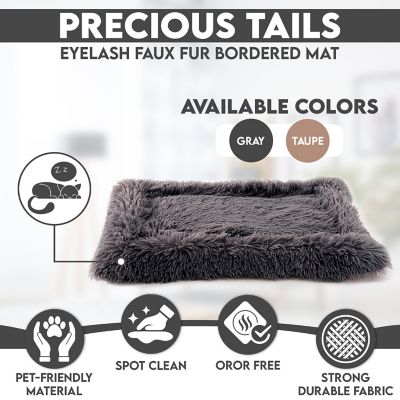 Image showing  Details Pet Bed Mat, Plush Eyelash Faux Fur Calming Blanket Carpet Rug Mattress for Cats and Dogs