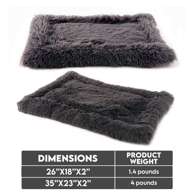 Image showing  Details Pet Bed Mat, Plush Eyelash Faux Fur Calming Blanket Carpet Rug Mattress for Cats and Dogs