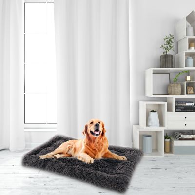 Image showing  Details Pet Bed Mat, Plush Eyelash Faux Fur Calming Blanket Carpet Rug Mattress for Cats and Dogs