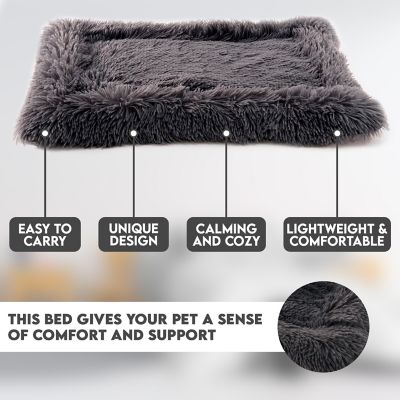Image showing  Details Pet Bed Mat, Plush Eyelash Faux Fur Calming Blanket Carpet Rug Mattress for Cats and Dogs