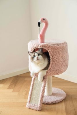Catry Pink Flamingo Cat Condo with Scratching Post