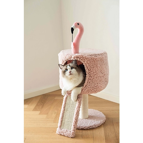 Catry Pink Flamingo Cat Condo with Scratching Post