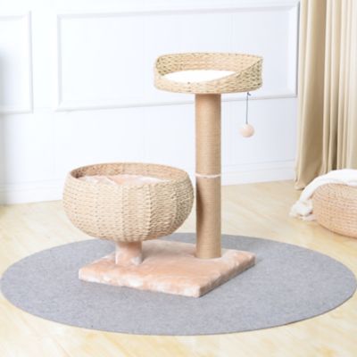 Image showing 6 th PetPals 29.3 in. 2-Level Cozy V2 Handwoven Cat Tree