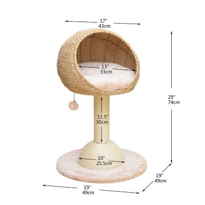 Image showing 8 th PetPals 29 in. 2-Level Lookout Cat Tree with Sisal Scratching Post