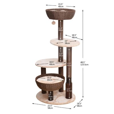 Image showing  48.5 in. 5-Level Pharaoh Cat Tree with Paper Rope Scratching Posts