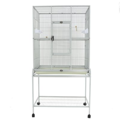 A&E Cage 31 in. x 20 in. Flight Bird Cage with Stand, Platinum