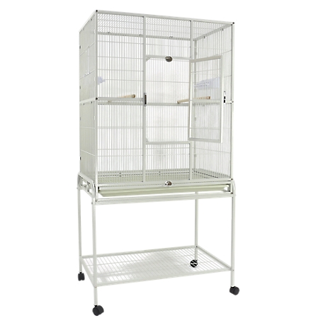 A&E Cage 31 in. x 20 in. Flight Bird Cage with Stand, White