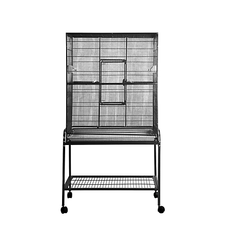 A&E Cage 32 in. x 21 in. Flight Bird Cage with Stand, Black