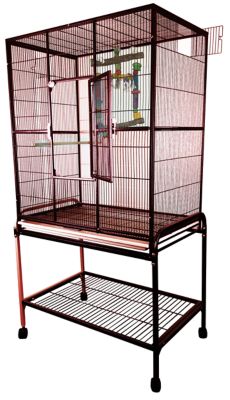 A&E Cage 32 in. x 21 in. Flight Bird Cage with Stand, Burgundy