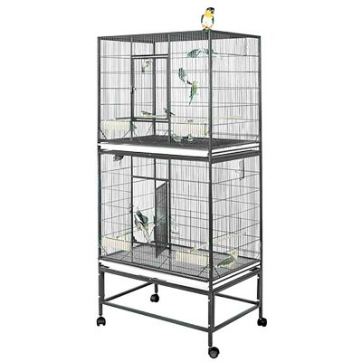 A&E Cage 32 in. x 21 in. Double Stack Flight Bird Cage, Black