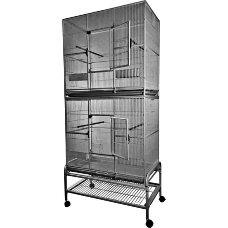 A&E Cage 32 in x 21 in Double Stack Bird Cage Platinum Pet Bird Cages