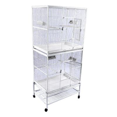 A&E Cage 32 in. x 21 in. Double Stack Flight Bird Cage, White