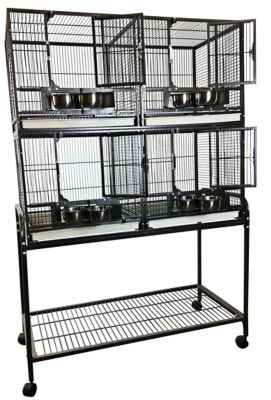 A&E Cage 40 x 20 4 Unit Cage with Stand & Divider, 4020-2 BLACK
