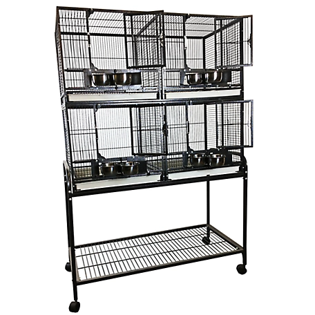 A&E Cage 40 x 20 4 Unit Cage with Stand & Divider, 4020-2 BLACK