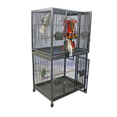 A&E Cage 40 in. x 30 in. Double Stack Breeder Cage, 4030-2 BLACK