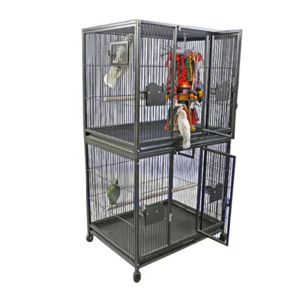 A&E Cage 40 in x 30 in Double Stack Breeding Cage Black Pet Bird Cages