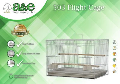 Image showing  24 in. x 16 in. Light Wire Flight Bird Cage, Black