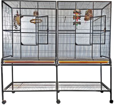 A&E Cage 64 x 21 Double Flight Cage with Divider, 6421 BLACK