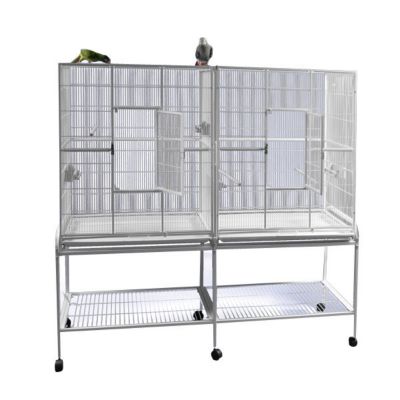 A&E Cage 64 x 21 Double Flight Cage with Divider, 6421 WHITE