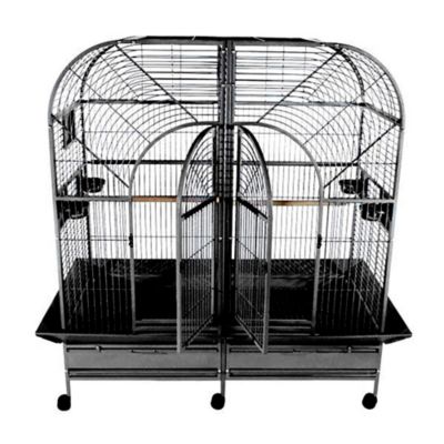 A&E Cage 64 in. x 32 in. Double Macaw Cage with Divider, Black