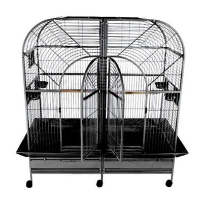 A&E Cage 64 x 32 Double Macaw Cage with Divider, 6432 BLACK