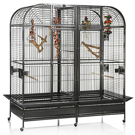 A&E Cage 64 x 32 Double Macaw Cage with Divider, 6432 BLACK