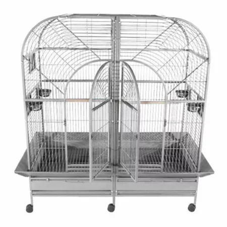 A&E Cage 64 in x 32 in Double macaw cage with divider platinum Pet Bird Cages