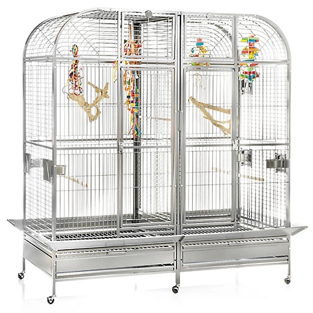 A&E Cage 64 x 32 Double Macaw Cage with Divider, 6432 PLATINUM
