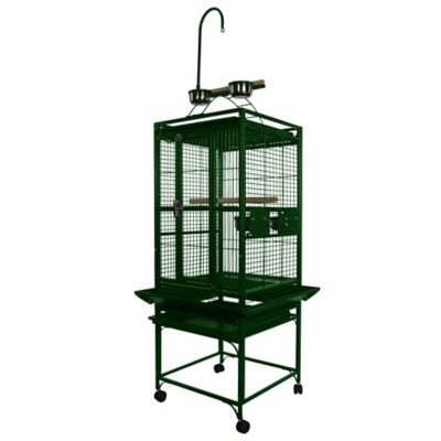 Image showing 1 th A&E Cage 18 in. x 18 in. Play Top Bird Cage with 3/4 in. Bar Space, Green