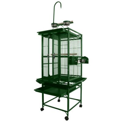Image showing 2 th A&E Cage 18 in. x 18 in. Play Top Bird Cage with 3/4 in. Bar Space, Green