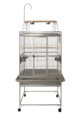 A&E Cage 32 in. x 23 in. Playtop Bird Cage, 5/8 in. Bar Space, Platinum