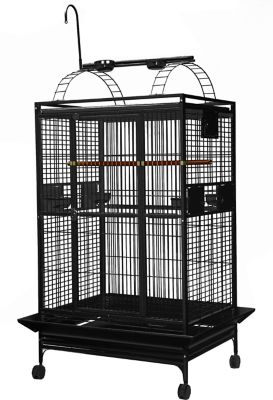 A&E Cage 36 in. x 28 in. Playtop Bird Cage, 1 in. Bar Space, Black