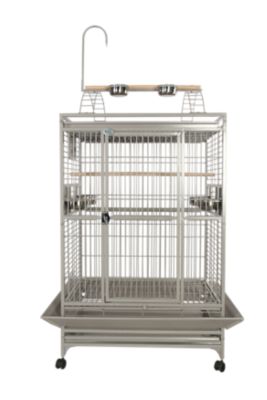 A&E Cage 36 in. x 28 in. Playtop Bird Cage, 1 in. Bar Space, Platinum