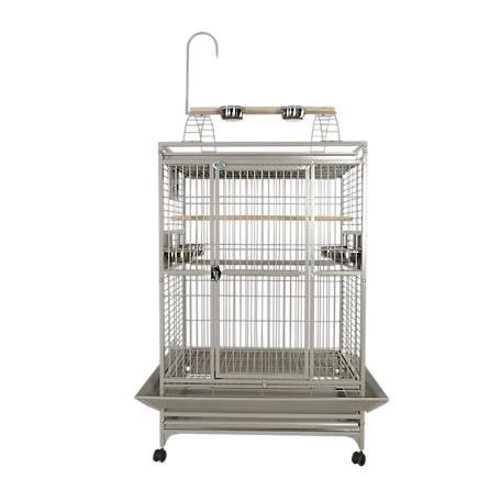 A&E Cage 36 in. x 28 in. Playtop Bird Cage, 1 in. Bar Space, Platinum
