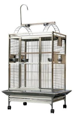 A&E Cage 36 in. x 28 in. Playtop Bird Cage, 1 in. Bar Space, Stainless Steel