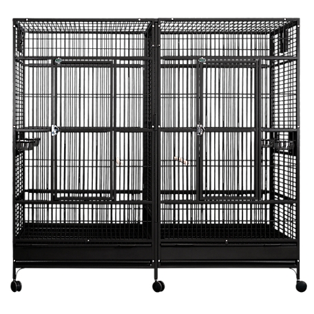 A&E Cage 80 in. x 40 in. Double Macaw Cage with Divider, 8040FL BLACK