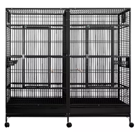 A&E Cage 80 in x 40 in Double Macaw Cage with Divider Black Pet Bird Cages