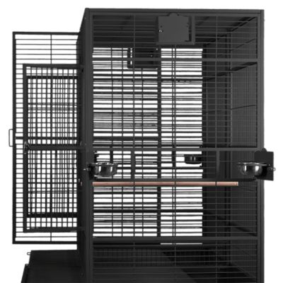 Image showing  80 in. x 40 in. Double Macaw Cage with Divider, Black