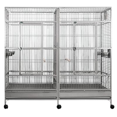 A&E Cage 80 in. x 40 in. Double Macaw Cage with Divider, 8040FL PLATINUM