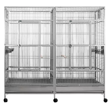 A&E Cage 80 in x 40 in Double macaw cage with divider platinum Pet Bird Cages