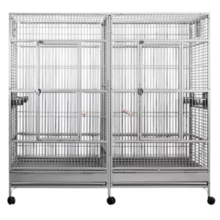 A&E Cage 80 in x 40 in Double Macaw Cage with Divider 8040FL STAINLESS STEEL Pet Bird Cages