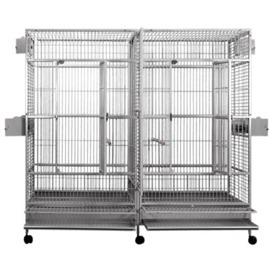 Image showing  80 in. x 40 in. Double Macaw Cage with Divider, 8040FL STAINLESS STEEL