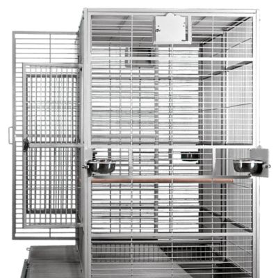 Image showing  80 in. x 40 in. Double Macaw Cage with Divider, 8040FL STAINLESS STEEL