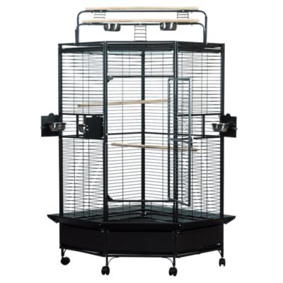 Image showing  32 in. x 32 in. Corner Bird Cage with Playpen, Black