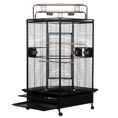 Image showing  32 in. x 32 in. Corner Bird Cage with Playpen, Black