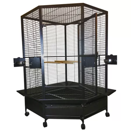 A&E Cage 42 in x 42 in Extra wide corner cage CC4242 BLACK Pet Bird Cages