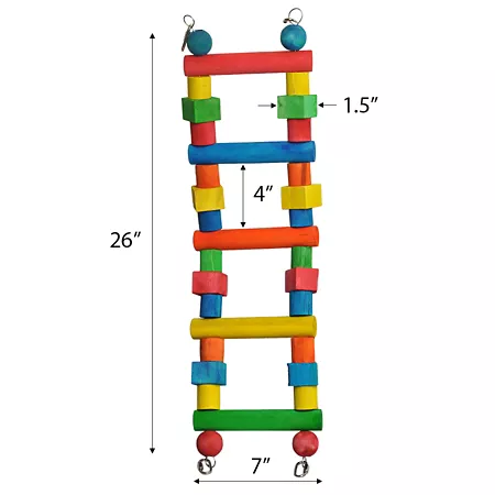 A&E Cage 26 in x 7 in x 1.5 in Small Wooden Bird Ladder Bird Cage Accessories