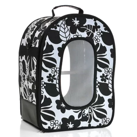 A&E Cage Fabric Bird Voyager Small Soft-Sided Carrying Stand Black Soft Sided Crates