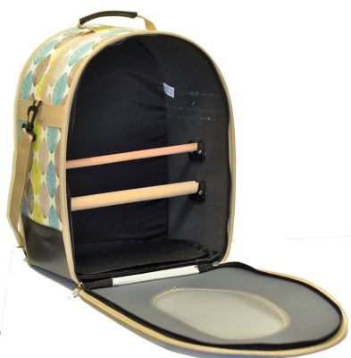 Image showing  Large 1-Door Fabric Travel Bird Carrier Backpack, 18.75 in., Tan