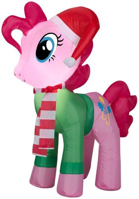 Gemmy Airblown Outdoor Inflatable Pinkie Pie with Santa Hat and Green Sweater